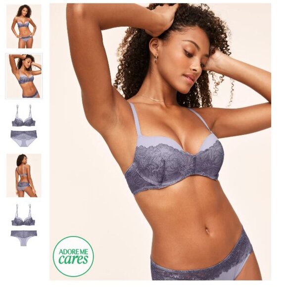 NWT Adore Me Cyla Push Up Set size 34A S purple lace/mesh - Picture 3 of 10